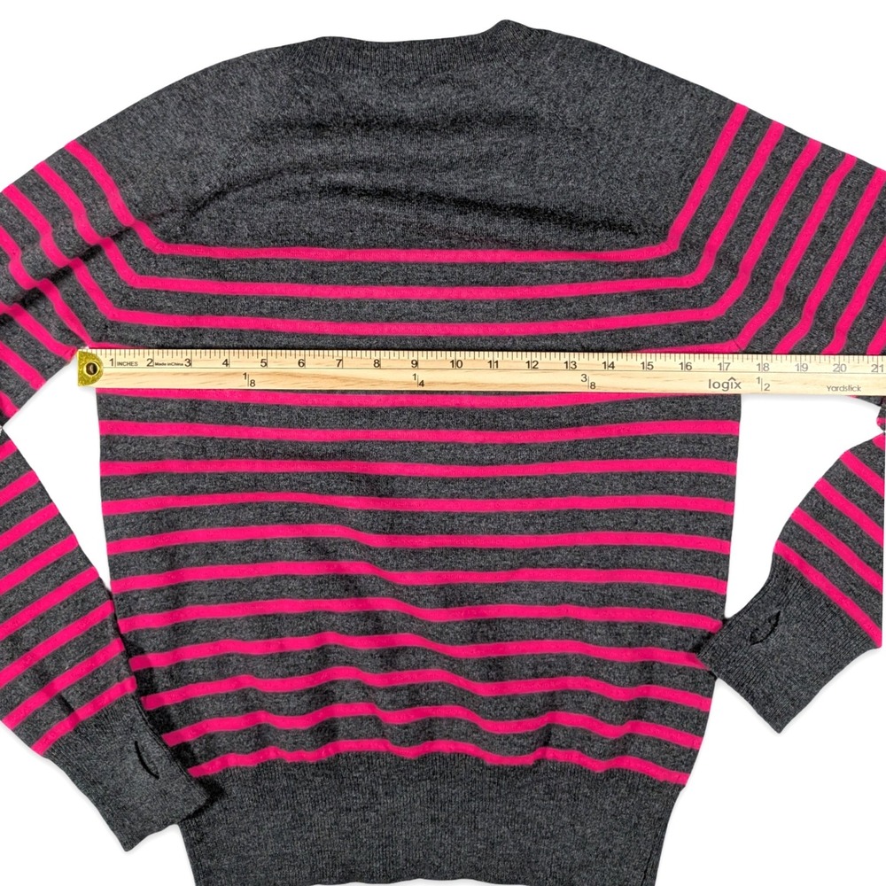 Zadig & Voltaire Ava Wool Cashmere Striped Star Sweater Gray Pink Girls 16 / 16Y - Picture 11 of 12